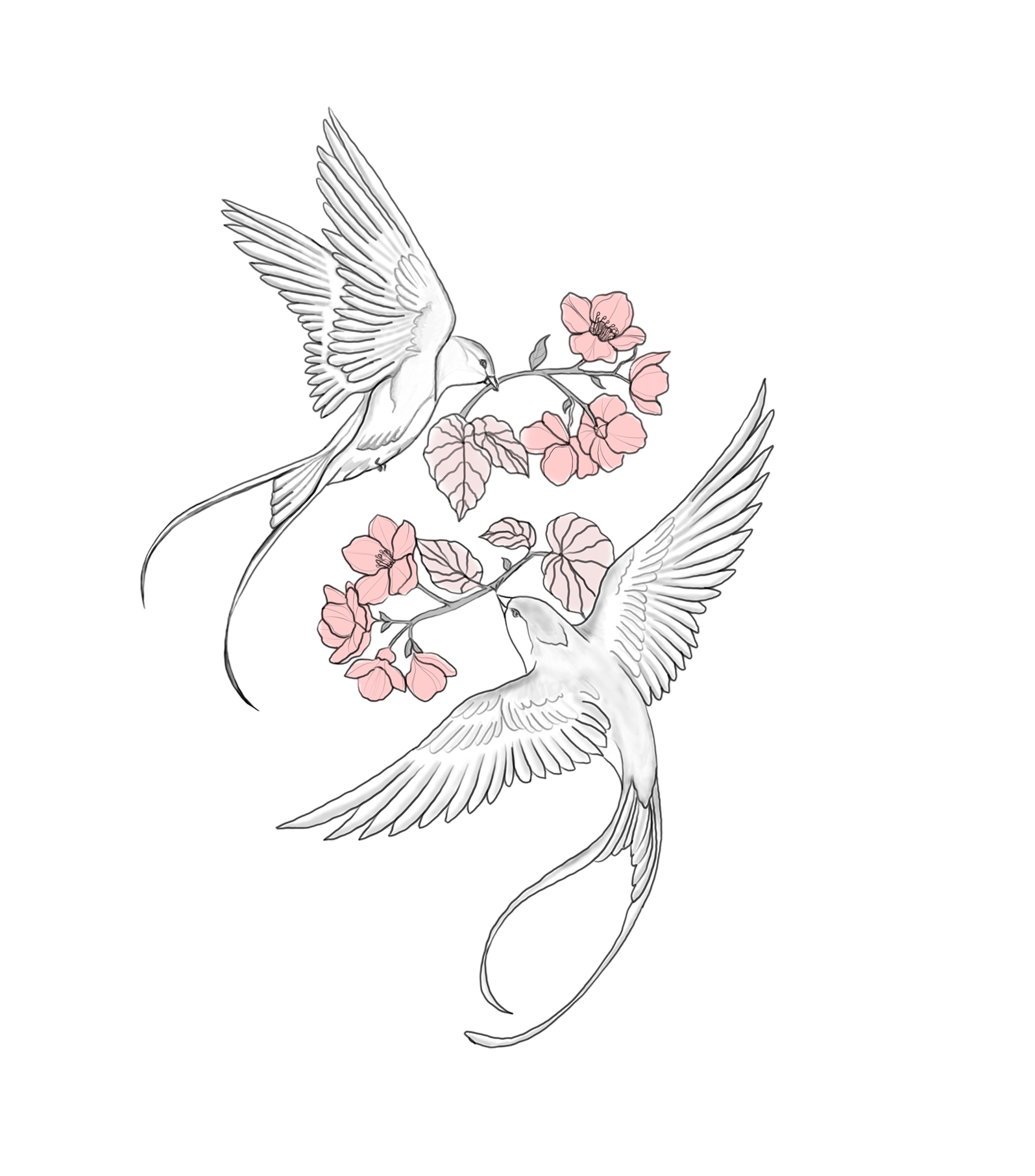 Flash-Motiv: Schwalben und Blumen