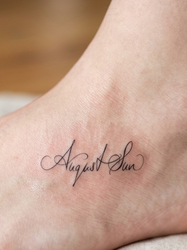Der Schriftzug als Fineline Tattoo auf der Haut